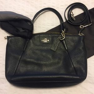 Black Pebbled Leather COACH Shoulder/Crossbody
